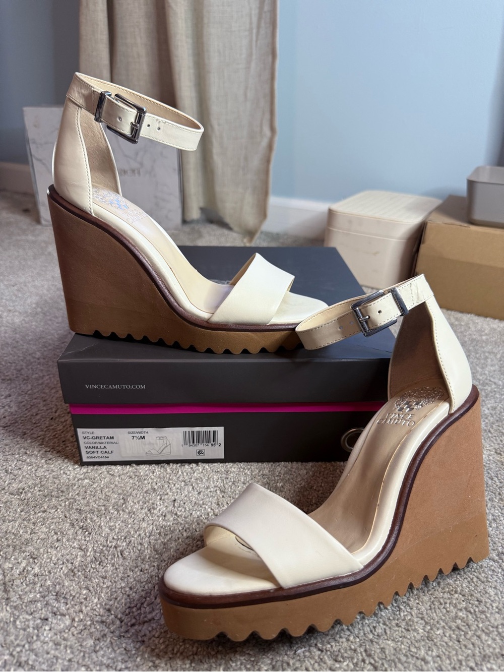 Vince Camuto Ivory Ankle-Strap Wedge Sandals